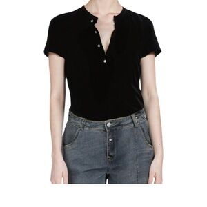 James Perse Henley short Sleeve Top in Black Size 0
